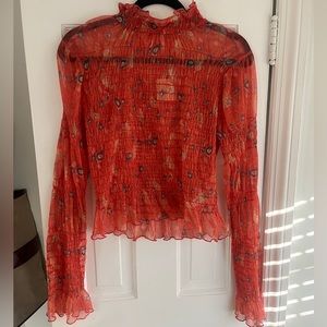 Mesh free people shirt with floral design